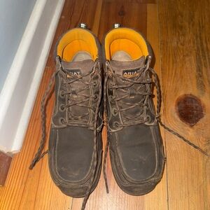Ariat Brown and Orange Moc Toe Boots